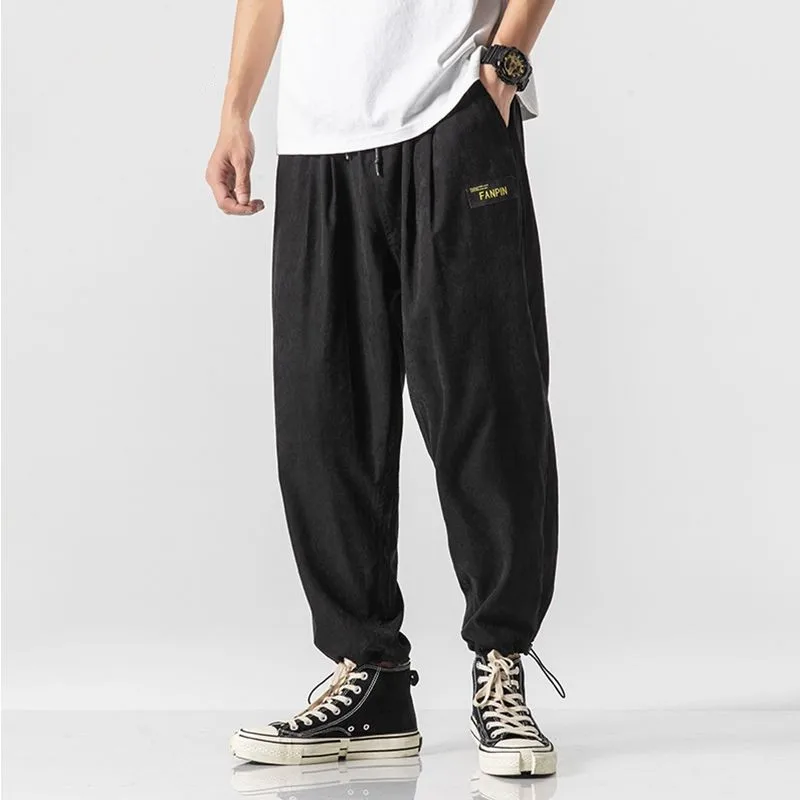 Мужские спортивные брюки с манжетами черные повседневные штаны в японском стиле