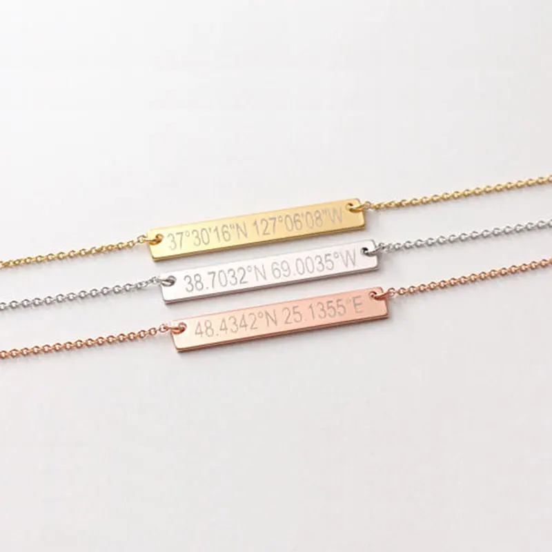 Женские ожерелья с гравировкой координатами по ширине локацией ювелирные