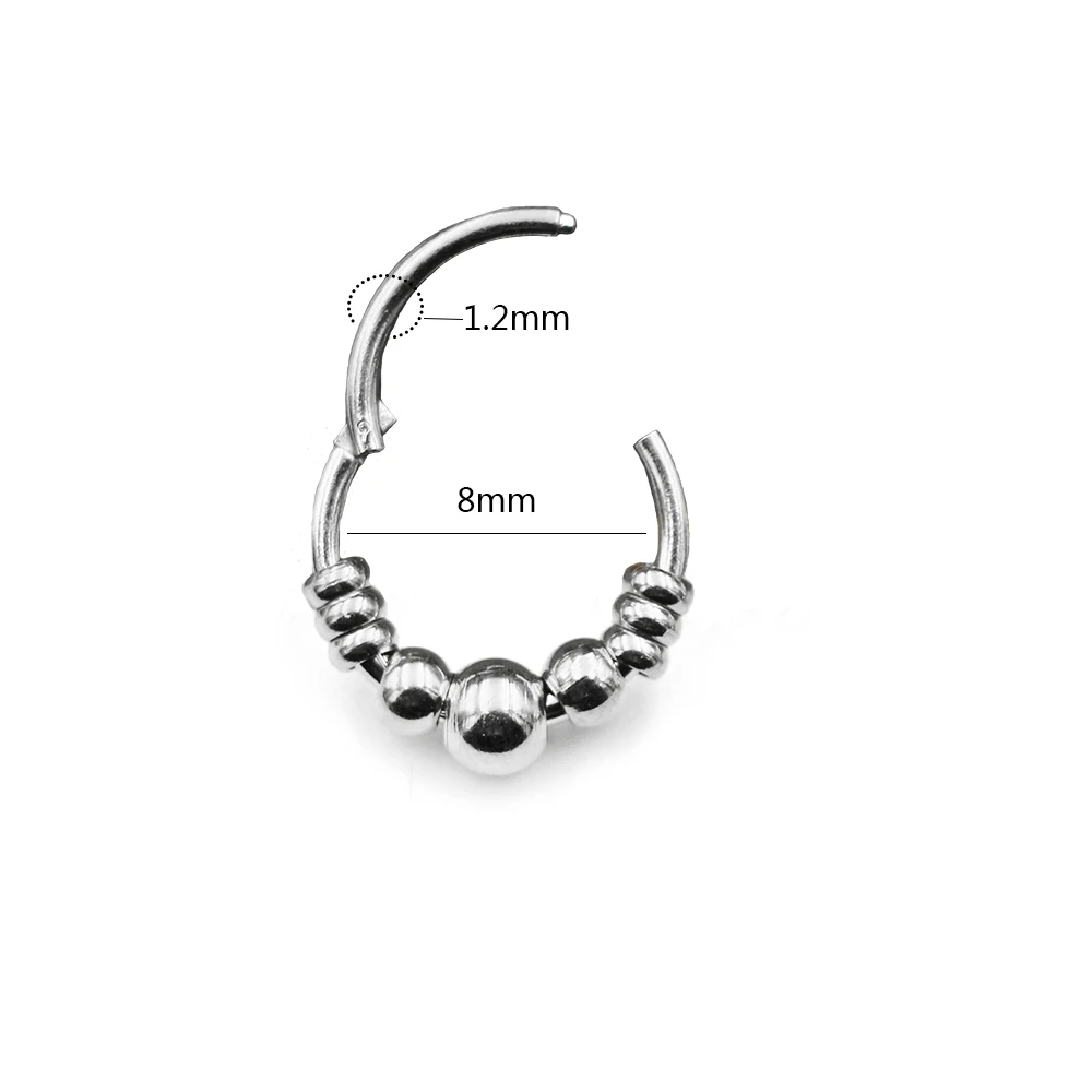 1pc 316L Surgical Steel  Septum Clicker Ear Cartilage Helix Tragus Faux Daith Earring Hoop Body  Piercing Jewelry Nose Ring images - 6