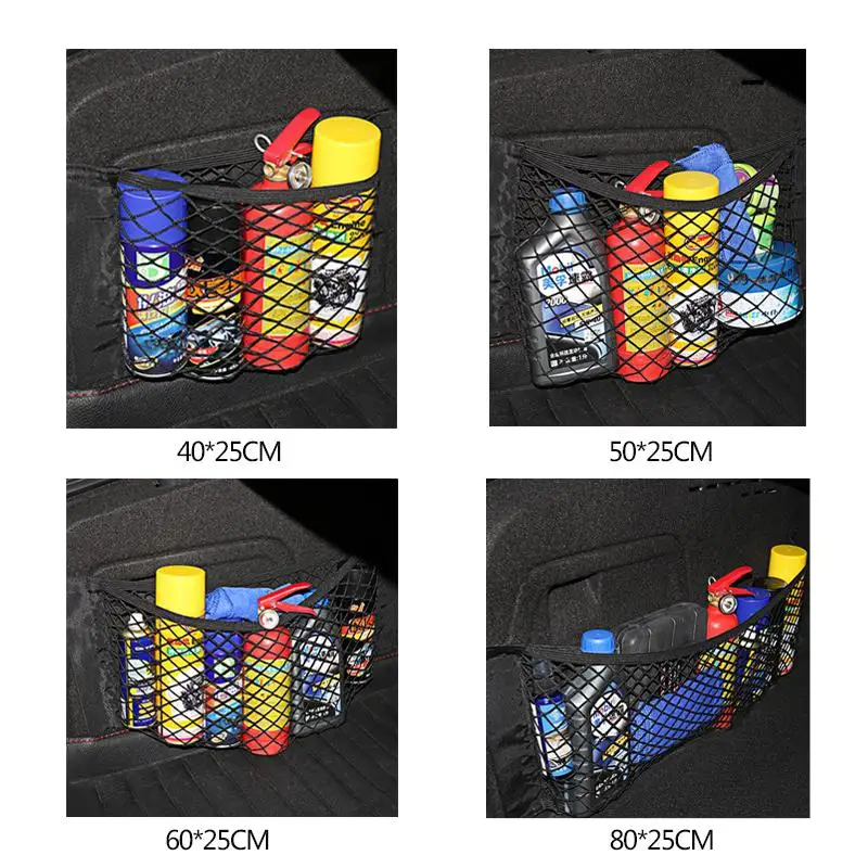 

Universal Car Back Rear Trunk Seat Elastic String Net Seat Cargo Mesh Net Bag Flexible Nylon Car Storage Wall Sticker Pouch Bag
