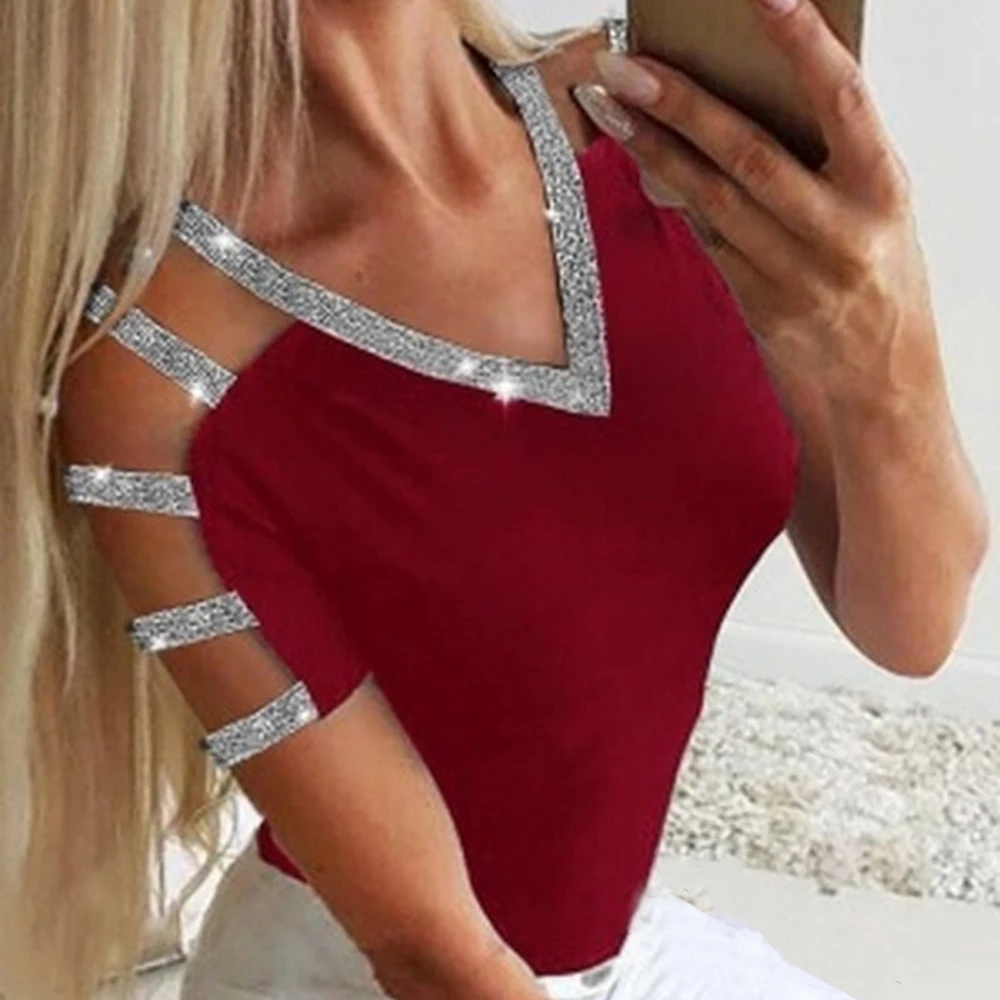 Женская летняя блузка со шнуровкой базовый Повседневный Топ рубашки женская