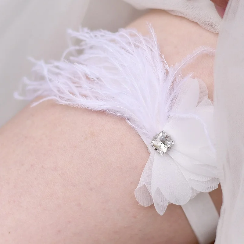 

повязка невесты на ногу Белые сексуальные перьевые Стразы, свадебный пояс для подвязки, для невесты, бедра, кольцо Подвязки для женщин, для н...