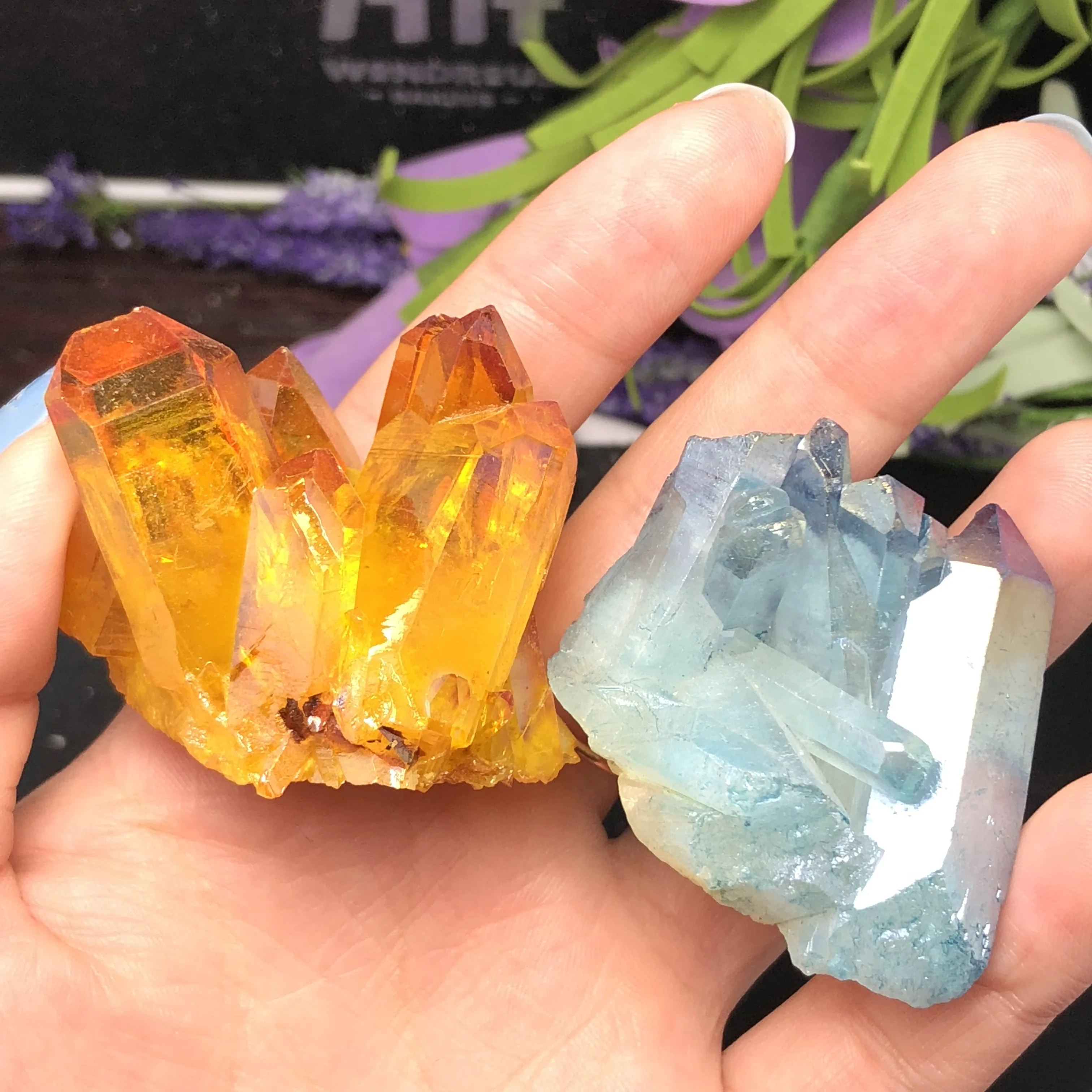 2 шт. натуральные кристаллические кластеры цветов Кристальные минеральные чакры