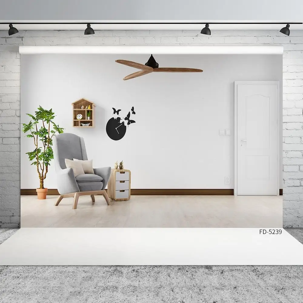 Виниловый фон для детской фотосъемки с изображением белой Стены Двери дивана |