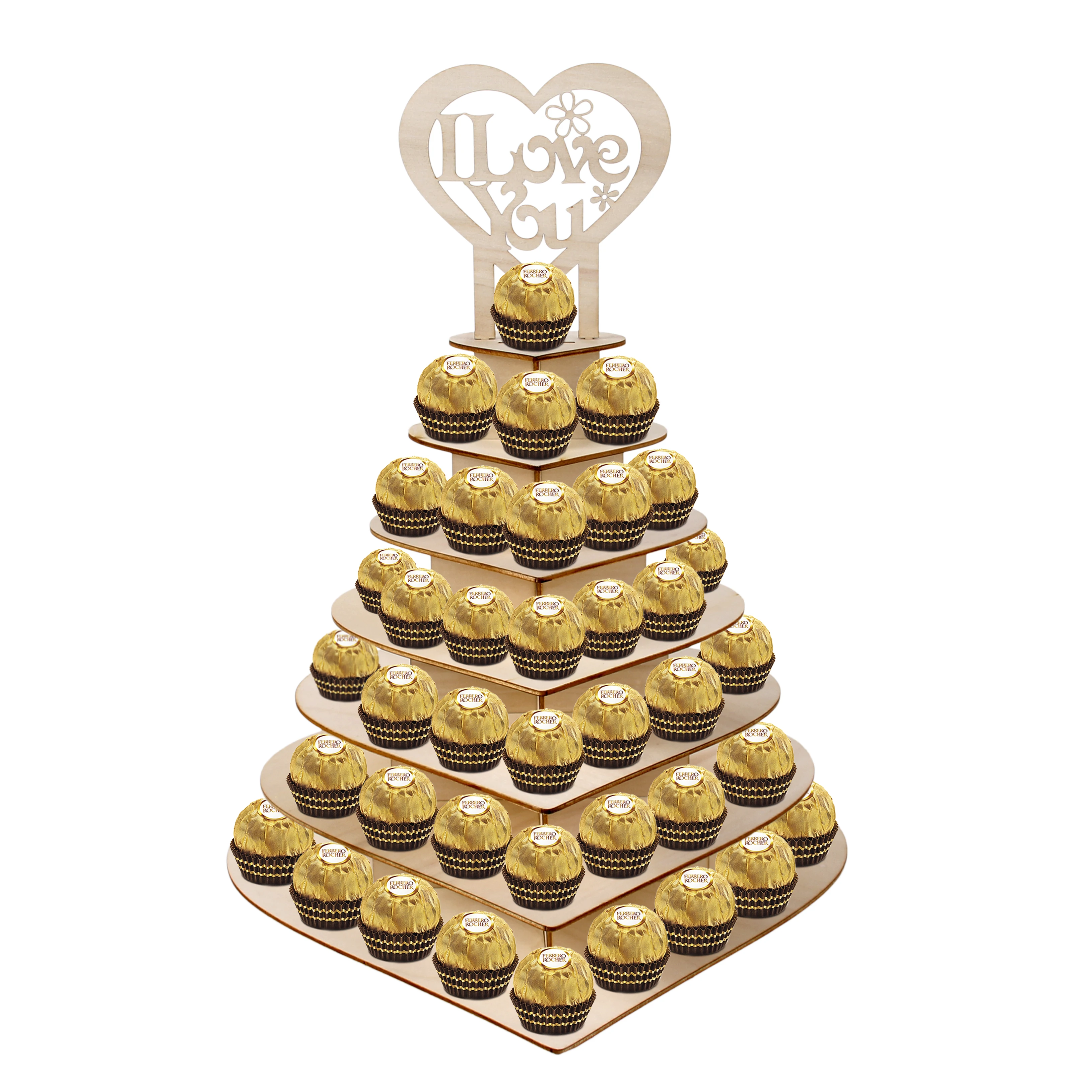 

7 Tiers Chocolate Wedding Display Stand Wooden Mr&Mrs Wedding Decoration Rustic Party Favors Valentine's Day Wedding Party