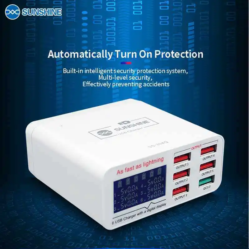 SUNSHINE SS-304Q USB Intelligence 2.4A Быстрая зарядка поддержка QC 3,0 сильная совместимость для IPAD/iPhone HUAWEI XIAOMI SAMSUNG