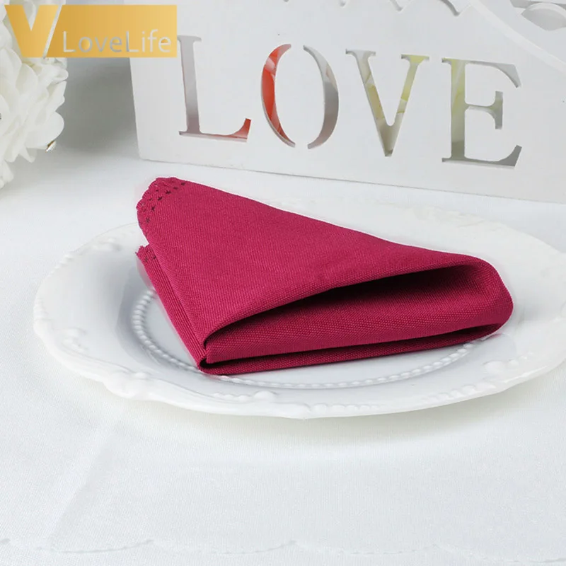 Fuchsia 10 шт. 30x30 см полиэстер салфетки для стола много цветов Ресторан Ужин Декор свадебного банкета принадлежности и вечерние украшения - Цвет: Fuchsia