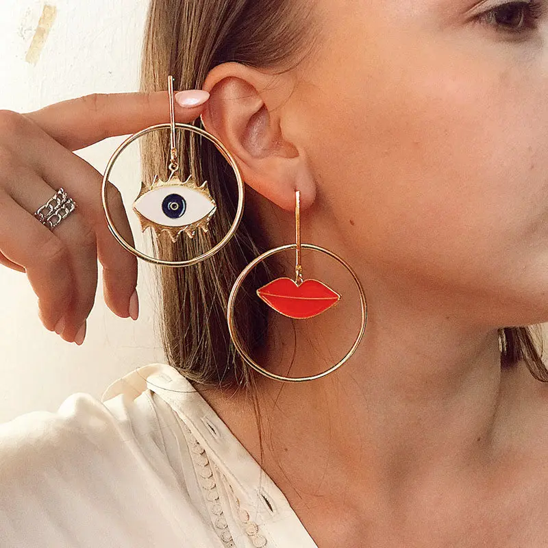 Женские серьги-подвески сглаза золотистые серьги в богемном стиле с красными
