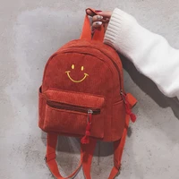 shoulder bags 2021 women mini high quality corduroy backpack cute smiley face school book bag ladies small new female travel bag