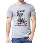 Летняя Мужская хлопковая футболка с коротким рукавом и принтом Кот зол