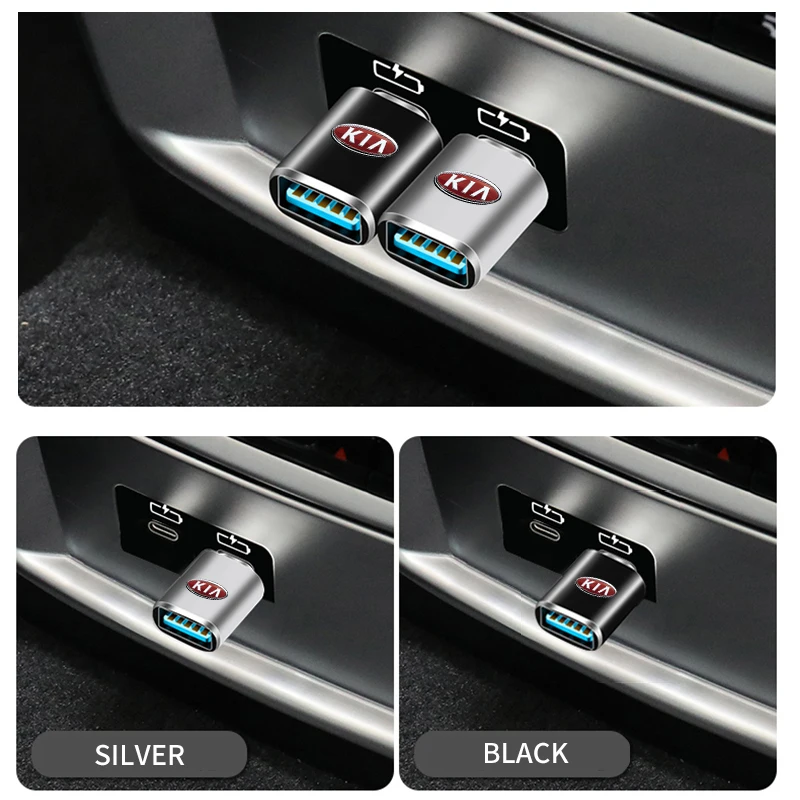 Автомобильный адаптер с эмблемой типа C на USB OTG коннектор конвертер для Kia Rio Ceed