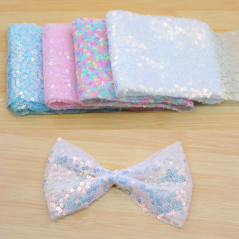 80 мм блестящая Тюлевая лента с блестками пайетки вышитая сетчатая волнистая