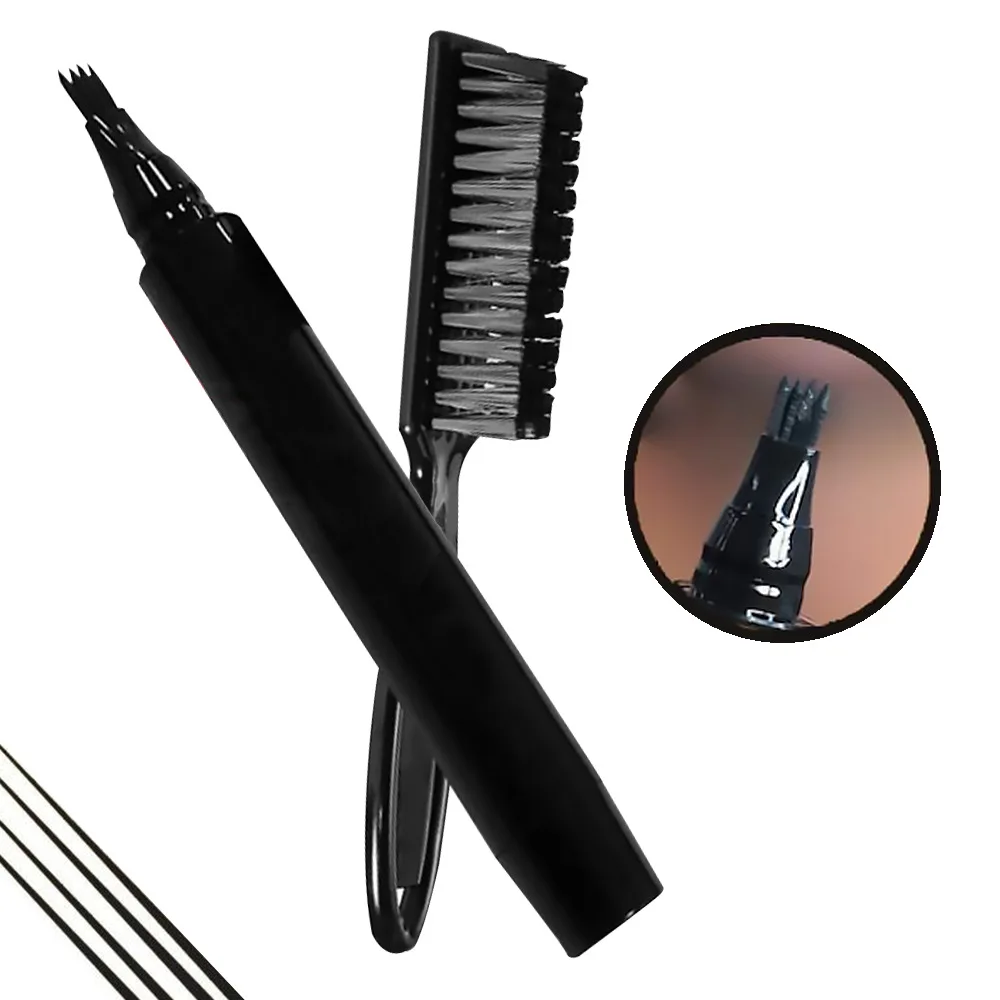

Four-pronged Beard Pen Beard Brush Waterproof Filler Pencil Combination Enhancer Lasting Repair Moustache Beard Brush