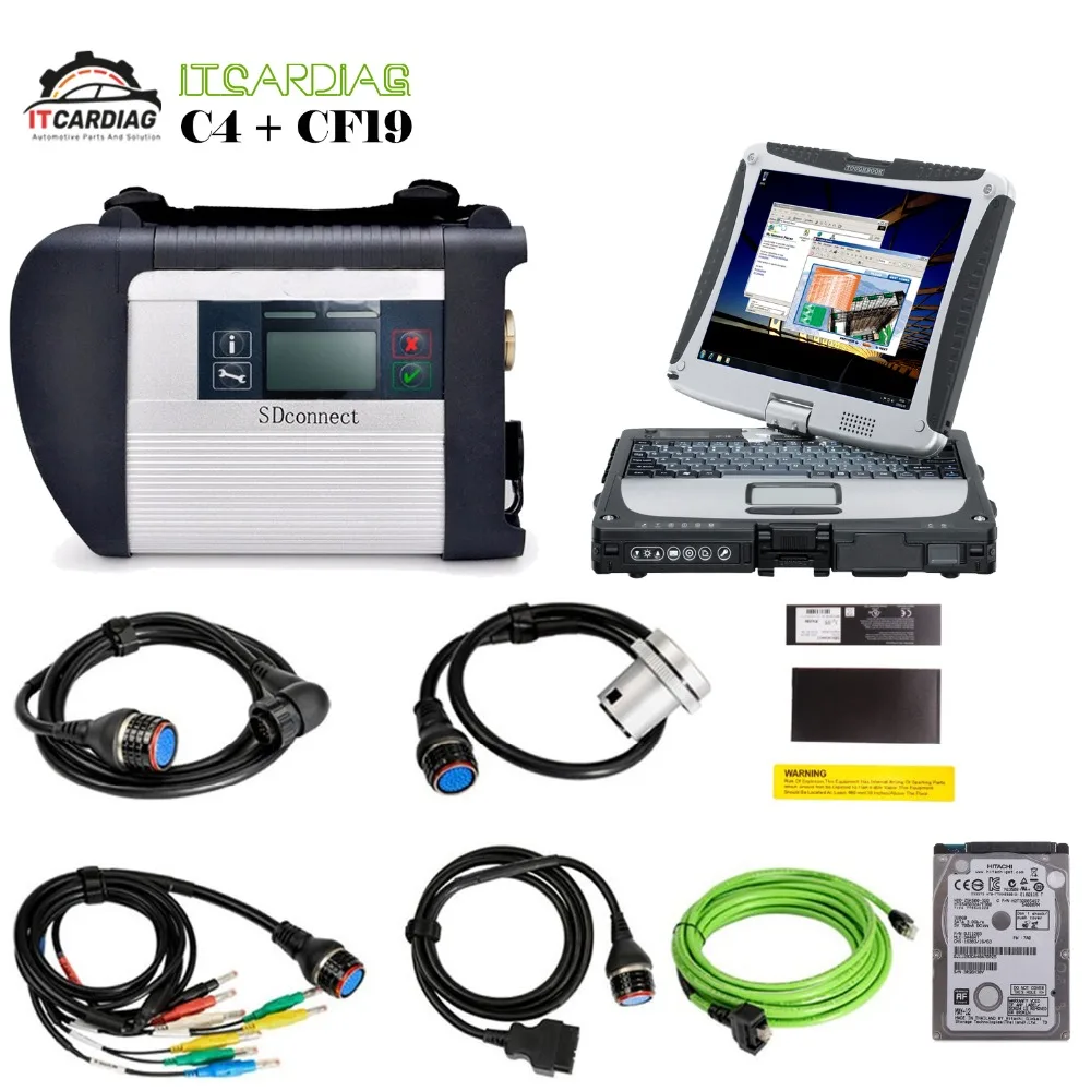 V2019.12 Star Diagnosis C4 Mb Star C4 Sd Подключение мультиплексор wifi с ноутбуком cf19 сенсорный экран процессор i5/U540/MK4