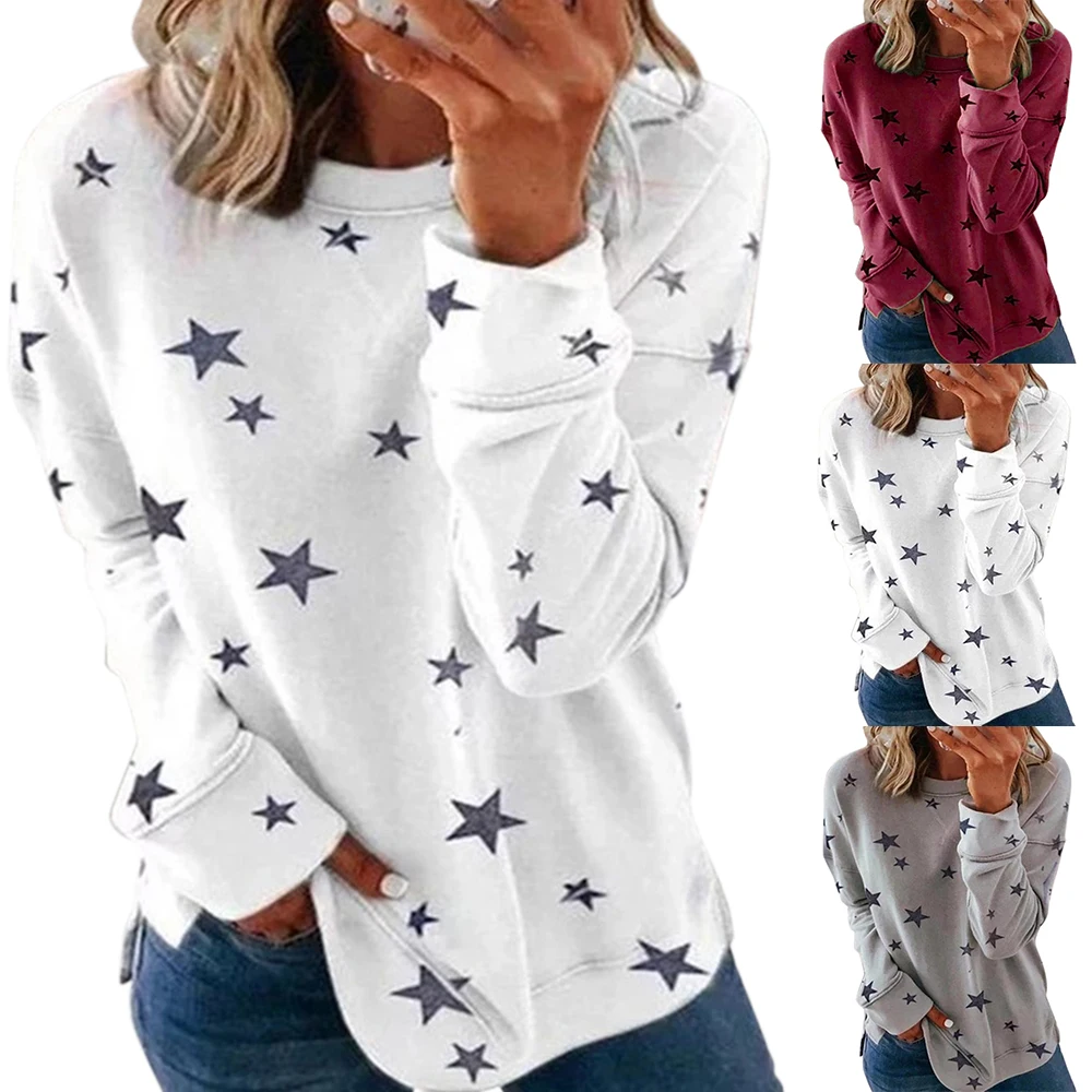 Женская свободная футболка с принтом Сезон весна-осень Повседневный Свободный