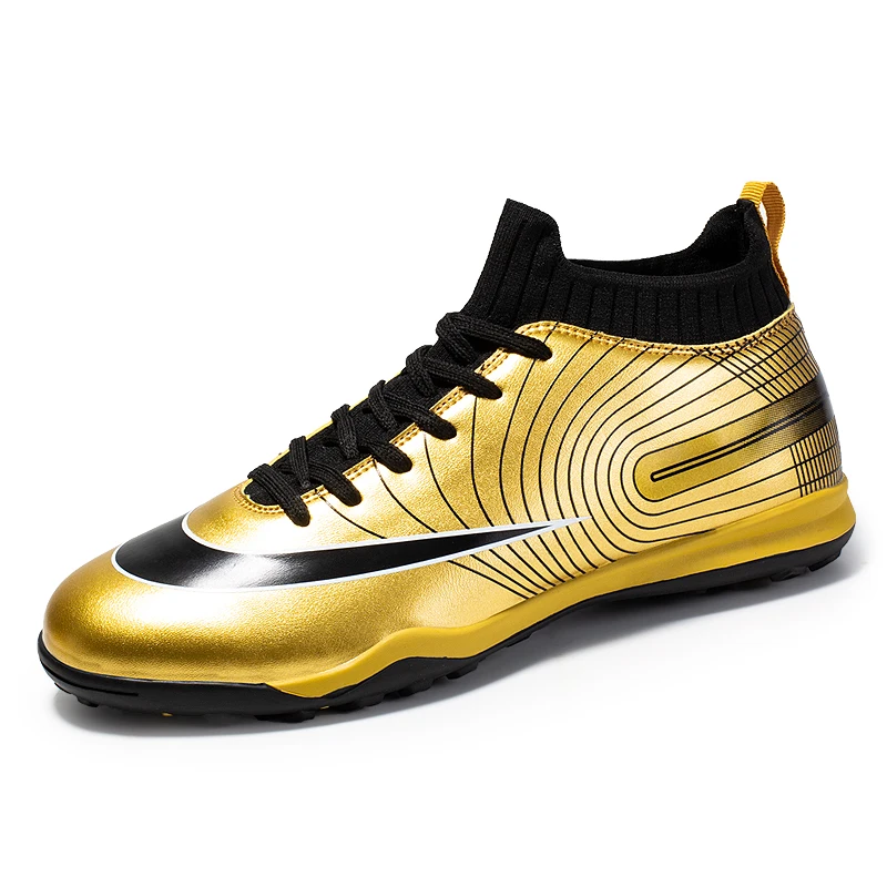 

Children Soccer Sneakers Gold Shoe Boys Girls Students Cleats White Training Football Shoes Sneakers Kids Tennis Size #30-44