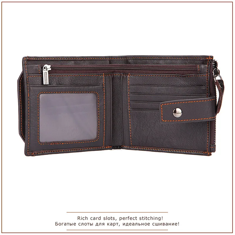 

Men Cowhide Leather Wallet Male Short Leather Purse High Quality Coin Bag Wallet With Removable Card Holder Purse
