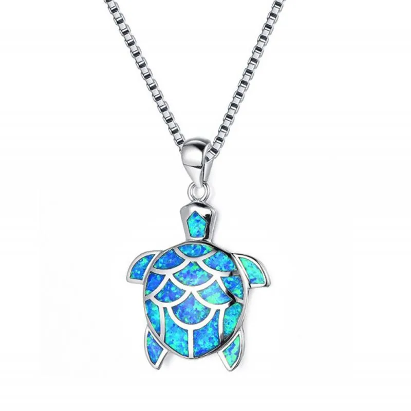 

Hot Sell New Fashion Cute Blue Turtle Pendant Necklace Women Wedding Engagement Birthday Party Jewelry Best Gifts
