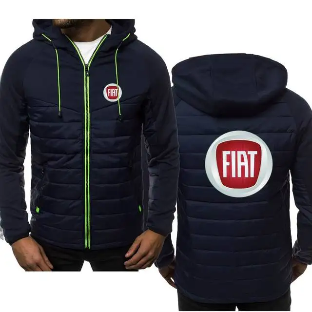 

New Fashion Fiat Logo Hoody Spliced Jacket Men Spring Autumn Hoodies Casual Coat Hooded Fleece Sport Zipper Tops