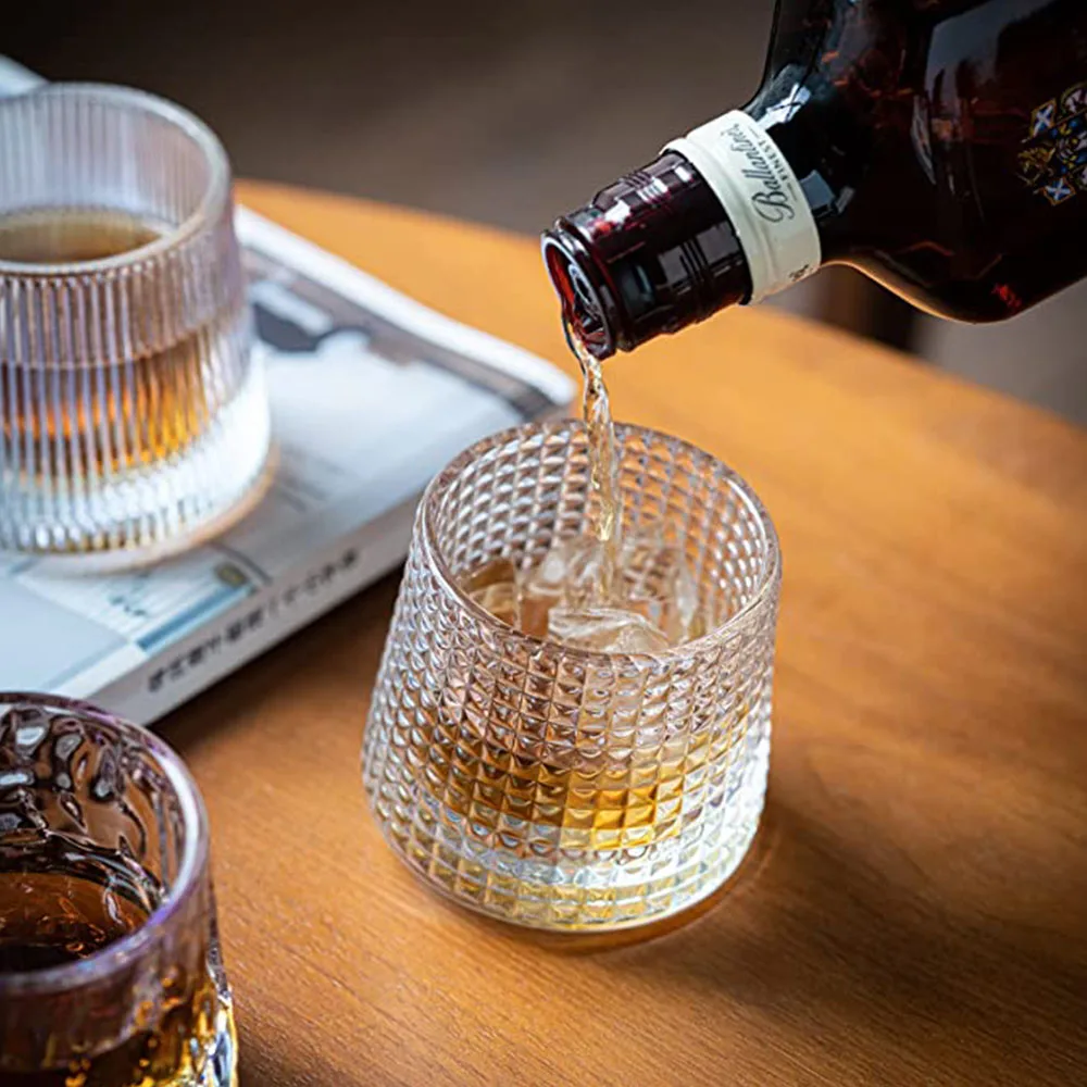 Стакан 5 унций поворотный винтажный стеклянный рельефный латте холодный кофе