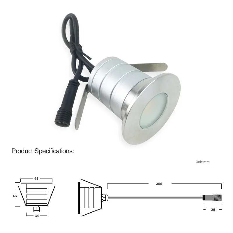 12 шт. IP67 3 Вт монолитный блок светодиодов освещение для террасы уличная лампа
