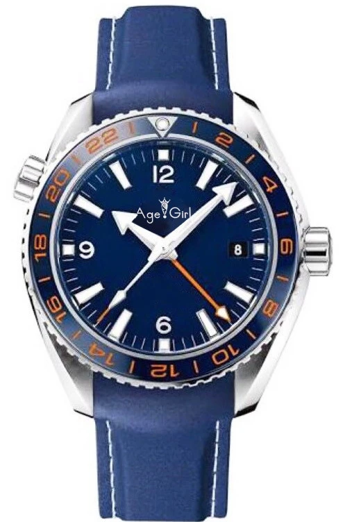 

Luxury New Men Automatic Mechanical GMT Waterproof Silver Blue Leather Red Orange Professional Stainless Steel Watch AAA+