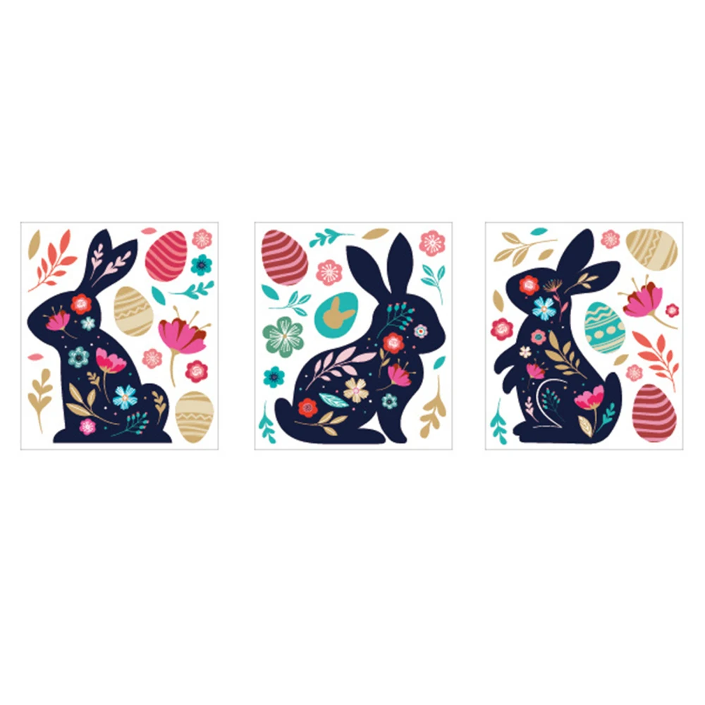

Ornaments Decorate 3pcs 25*29cm Easter Decorations PVC Festival Supplies Rabbit Wall Sticker