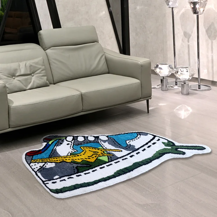 

Creative Special-Shaped Irregular Cartoon Carpet Shoes Shape Shaggy Plush Rugs Non-Slip Absorbent Soft Living Room Floor Mat