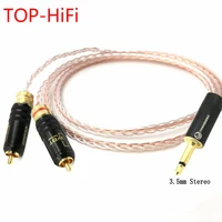 top hifi 18 3 5mm male to 2 rca male 8cores litz braid 7n occ hybrid silver plated cable audio adapter cable