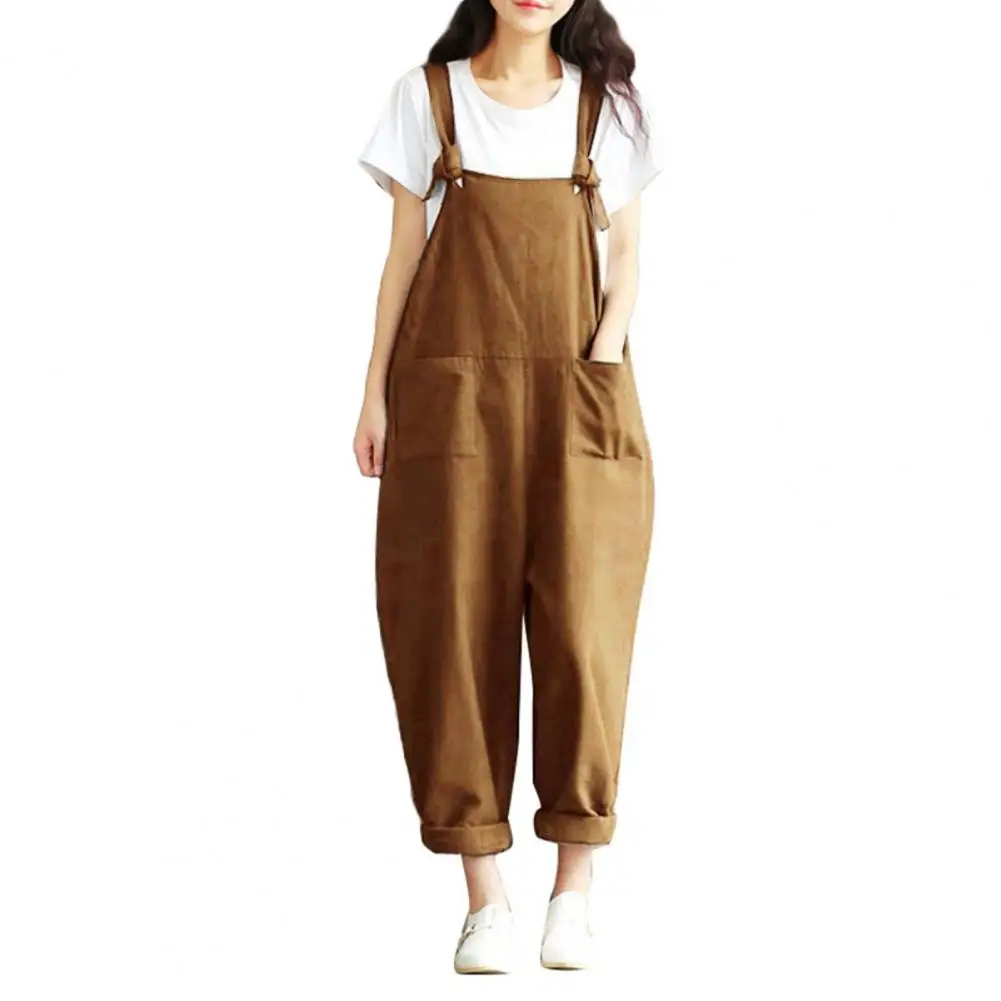 

Pants Pocket Solid Color Straps Design Loose Jumpsuits for Family Gathering jumpsuits women
