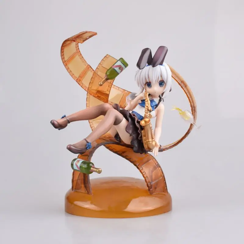 

Is The Order A Rabbit Kafuu Chino Anime Action Figure Point Rabbit Tomono Sitting Posture Jazz Style PVC Collect Model Toys Gift