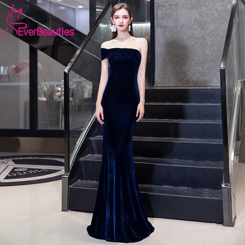 

Robe De Soiree Velour Mermaid Evening Dresses Long One Shoulder Formal Dresses Party Gowns Abendkleider 2020
