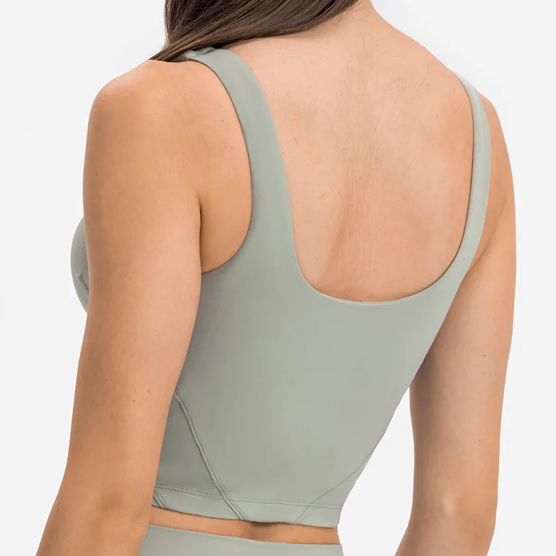 

Wansen Women's Longline Sports Bra Wirefree Padded Medium Support Yoga Bras Gym Running Workout Cropped Tank Tops
