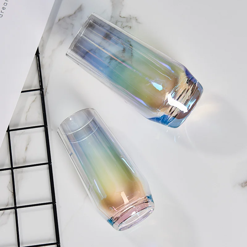 

Rainbow Nordic Glass Cup Transparent Simple Water Cup Modern Creative Copas De Cristal Office Juice Milk Drinkware 570ML MM60BLB