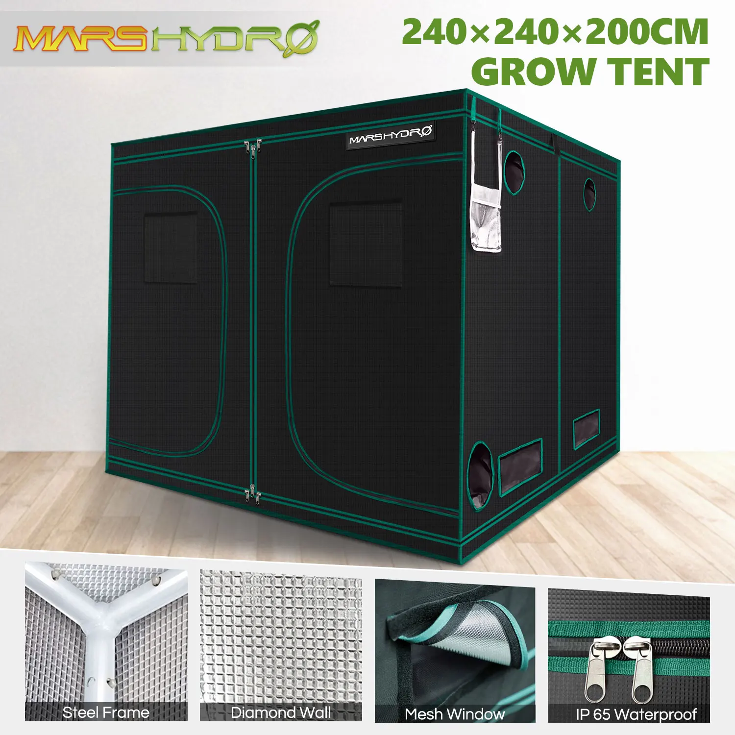 1680D Marshydro Крытая гидропоника шатер для выращивания 240*240*200 см растут комплекта полностью СВЕТОДИОДНЫЙ Крытый