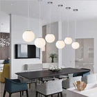 Подвесной светильник в скандинавском стиле, белый стеклянный шар, круглый подвесной светильник для украшения кухни, дома, E27