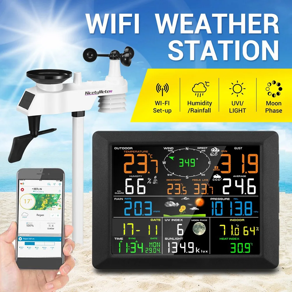 NicetyMeter 0310 Профессиональный WiFi Погодная станция Интернет беспроводной с наружным