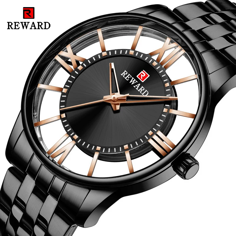 

Роскошные мужские деловые часы, водонепроницаемые Стальные кварцевые часы, мужские Модные Прозрачные наручные часы с циферблатом, мужские ...