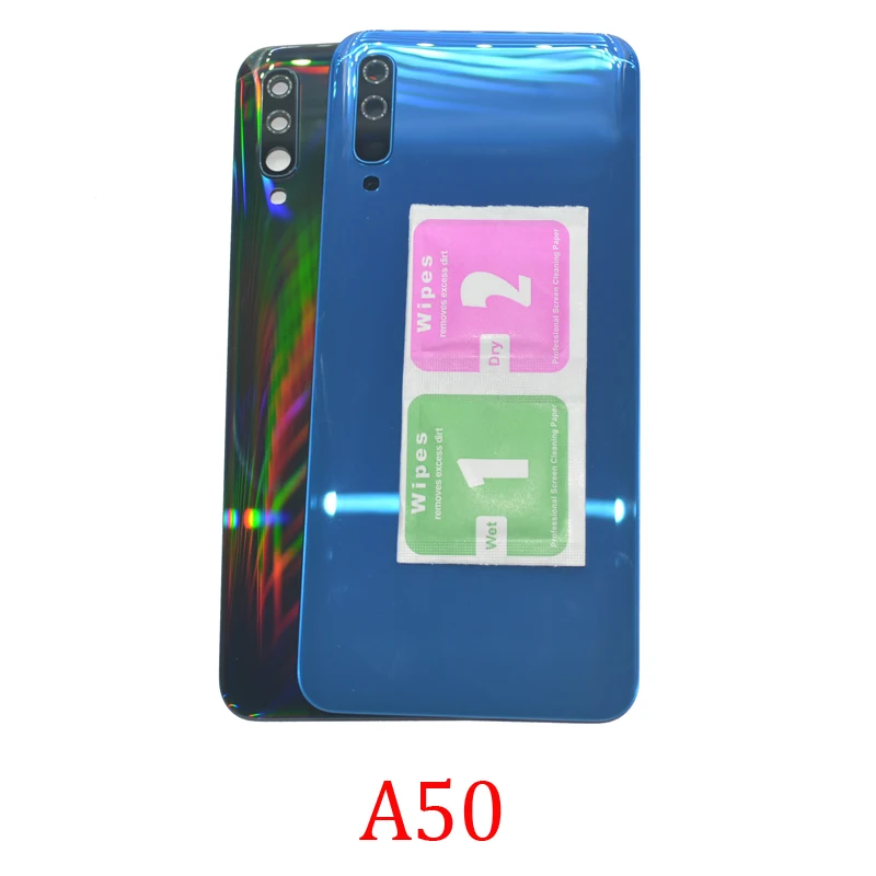 

Новый корпус, задняя крышка для Samsung Galaxy A50 A505F A505FN A505FM, оригинальный телефон, черная задняя панель, дверь с клей для объектива камеры
