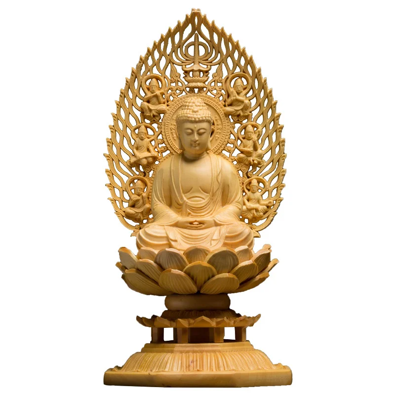 Деревянная скульптура Будды Восточно-Азиатский буддизм на основе лотоса фэн-шуй