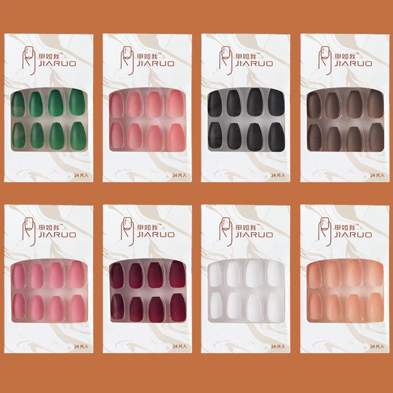 

Fake Nails Nail Coffin Stick Designs Box Short Square Kiss with Glue Tips Art Press on French Clear Set Full Cover Artificial