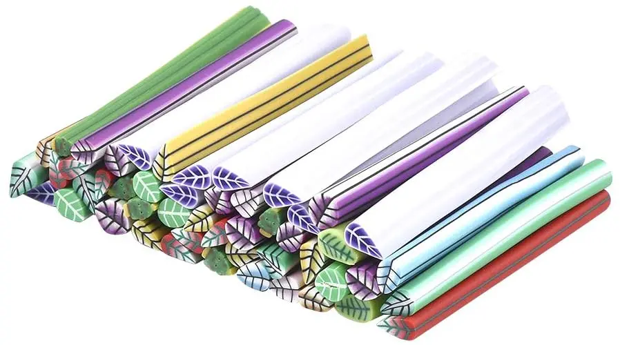 

50pcs Handmade Polymer Clay Nail Art Decoration Fashion Nail Care No Hole Tubes Leaf Shaped Cut Surface Mixed Color Charms