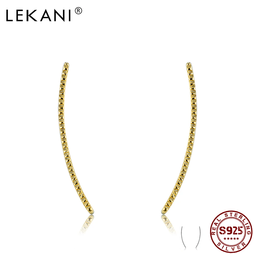 

LEKANI Authentic 925 Sterling Silver Clip Earrings For Women Gold Color Hand Hammer Earring Minimalist Anniversary Fine Jewelry