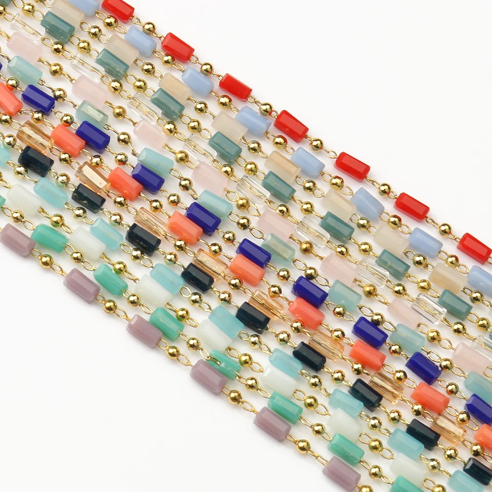 Цепочка-четки ручной работы золотого цвета цилиндрическая цепочка с