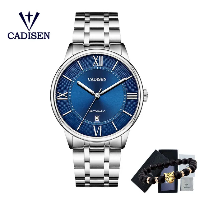 blue CADISEN Miyota Move Мужские механические часы лучший бренд класса люкс автоматические водонепроницаемые часы мужские военные часы Relogio Masculino - Цвет: blue