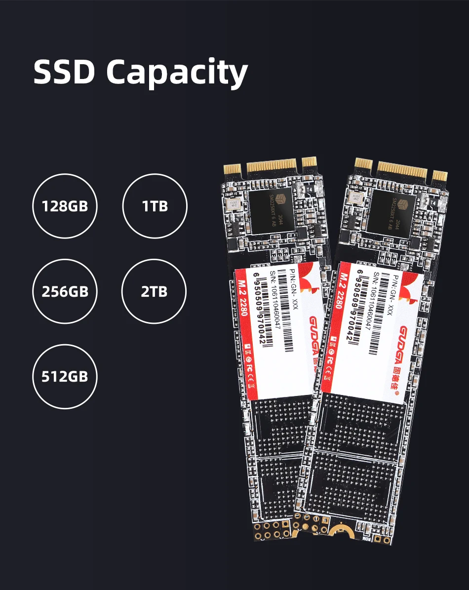 Внутренний твердотельный накопитель GUDGA Ngff Sata M2 Ssd 128 ГБ 256 512 1 ТБ M.2 2280 мм HDD X79 X99 for ssd