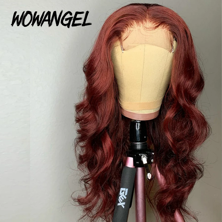 

Burgundy Lace Front Wig Colored Human Hair Wigs Body Wave Wig13X6 Brazilian Remy Human Hair Wigs Bleached Knots Pre Plucked Wig