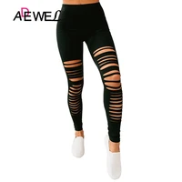 adewel black hole sexy legging women summer 2021 pants new high waist solid color leggings streetwear skinny trousers mujer