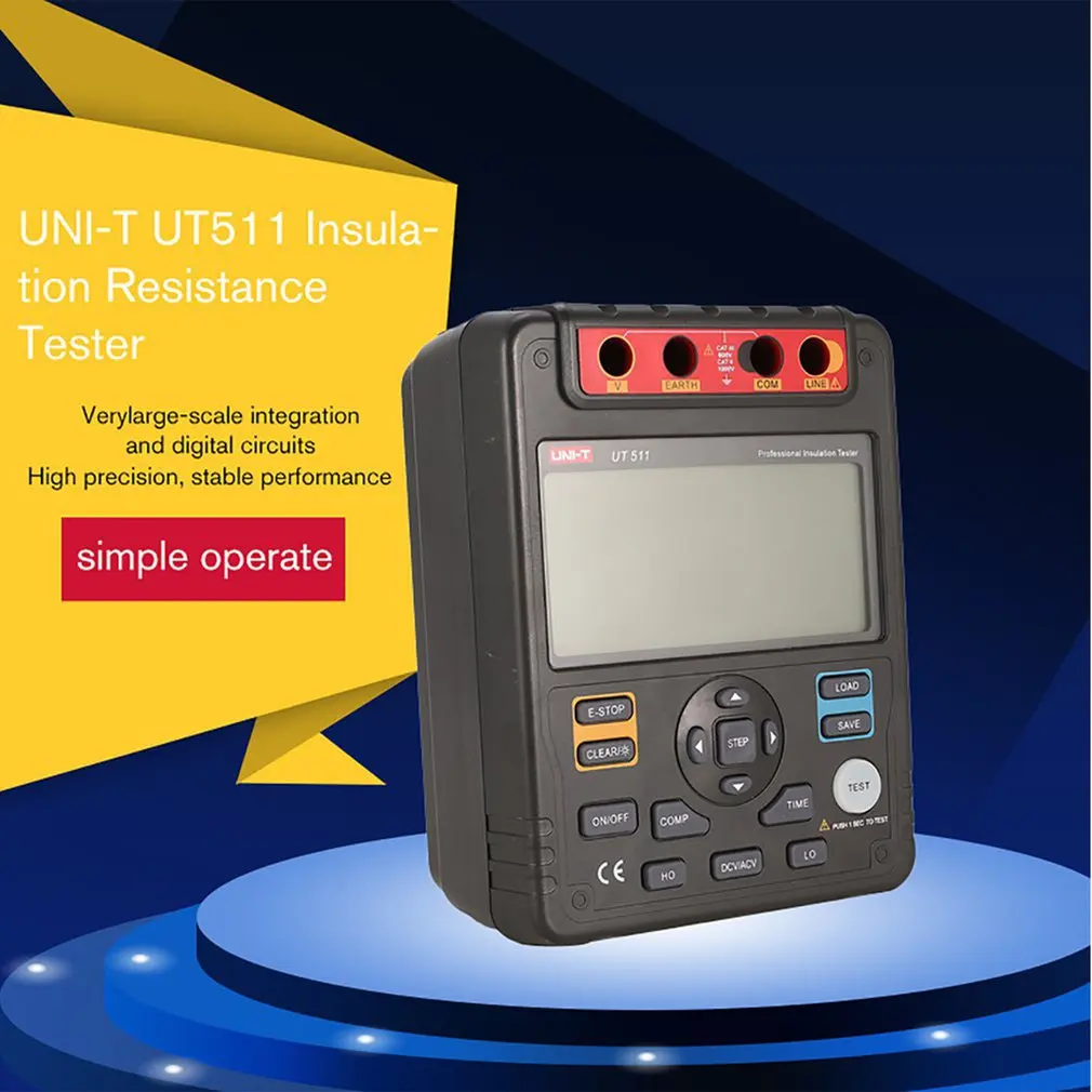 

UNI-T 1000V 10Gohm цифровой фотометр UT511 Мегаомметр низкий Омметр Вольтметр Автоматический диапазон Мегаомметр