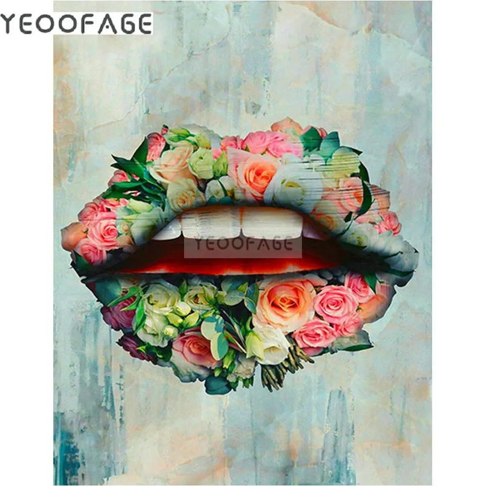 Алмазная вышивка розы губы 5D алмазная крестом кристалл полная головоломка со